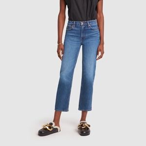 RE/DONE 70s Mid Rise Stove Pipe Jeans in Royal Fade, size 26